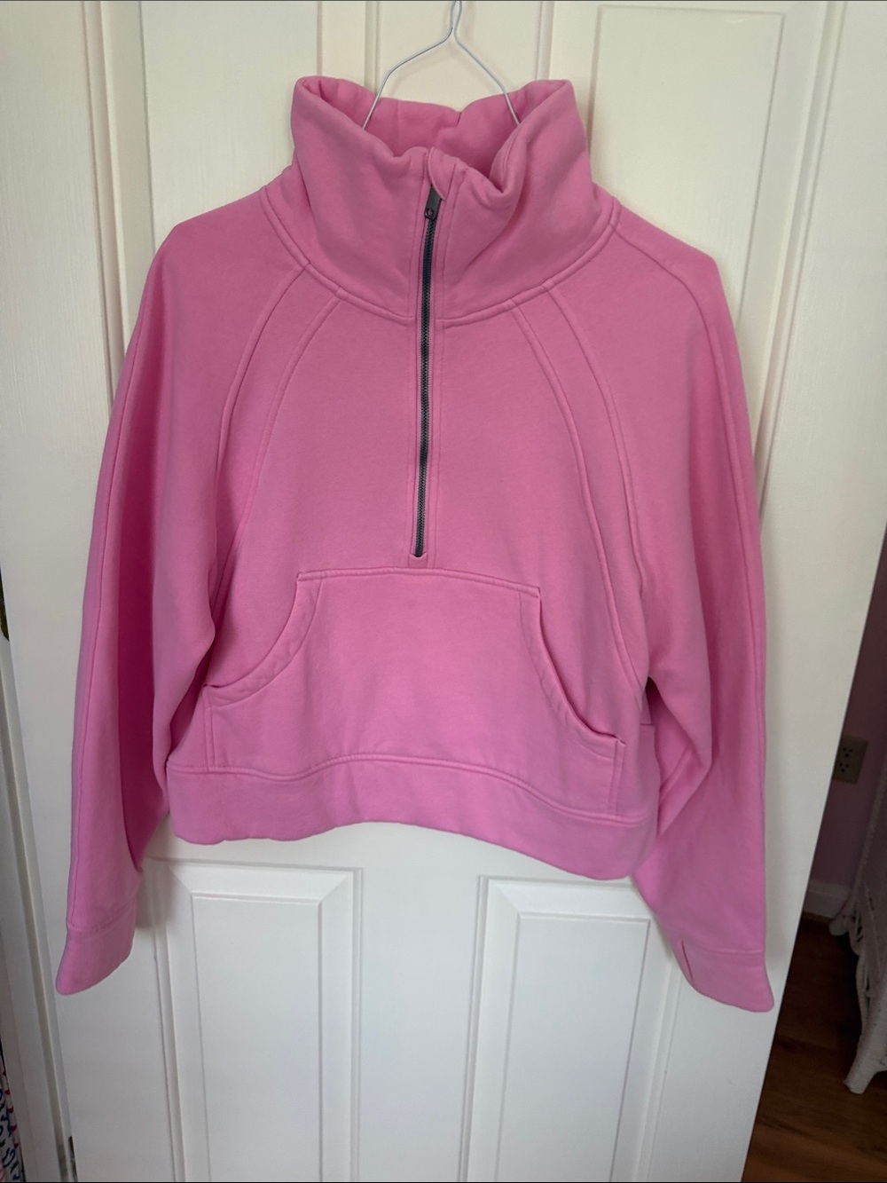 Pink Half-Zip Funnel Neck Sweatshirt